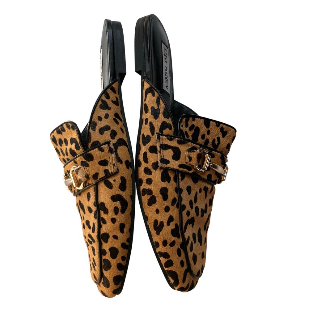 Steve Madden Kori Leopard Print Cow Hair Horsebit Mules Size 10M - Picture 5 of 7